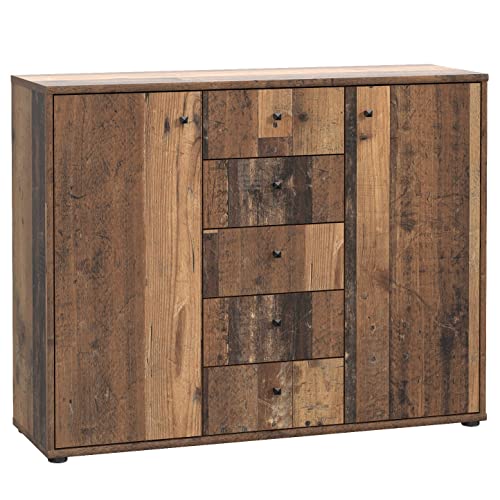 Newroom Kommode Old Wood Sideboard Modern - 108,8x85,5x34,8 cm (BxHxT) - Highboard Anrichte - [Dudley.Seven] Büro Arbeitszimmer Wohnzimmer von Newroom