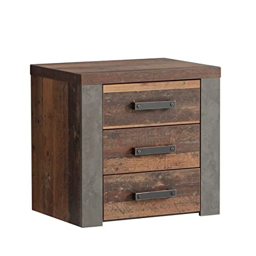 Newroom Kommode Old Wood Vintage und Betonoptik Sideboard Modern Industrial - 56,6x54,3x41,3 cm (BxHxT) - Barkommode Highboard - [Dally.Three] Wohnzimmer Wohnstube Büro von Newroom