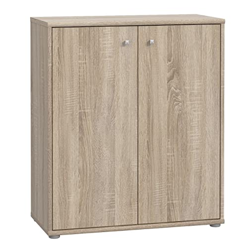 Newroom Kommode Sonoma Eiche Sideboard Modern - 73,7x85,5x34,8 cm (BxHxT) - Highboard Anrichte - [Albus.Eleven] Büro Arbeitszimmer Wohnzimmer von Newroom