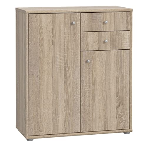 Newroom Kommode Sonoma Eiche Sideboard Modern - 73,7x85,5x34,8 cm (BxHxT) - Highboard Anrichte - [Albus.Nine] Büro Arbeitszimmer Wohnzimmer von Newroom