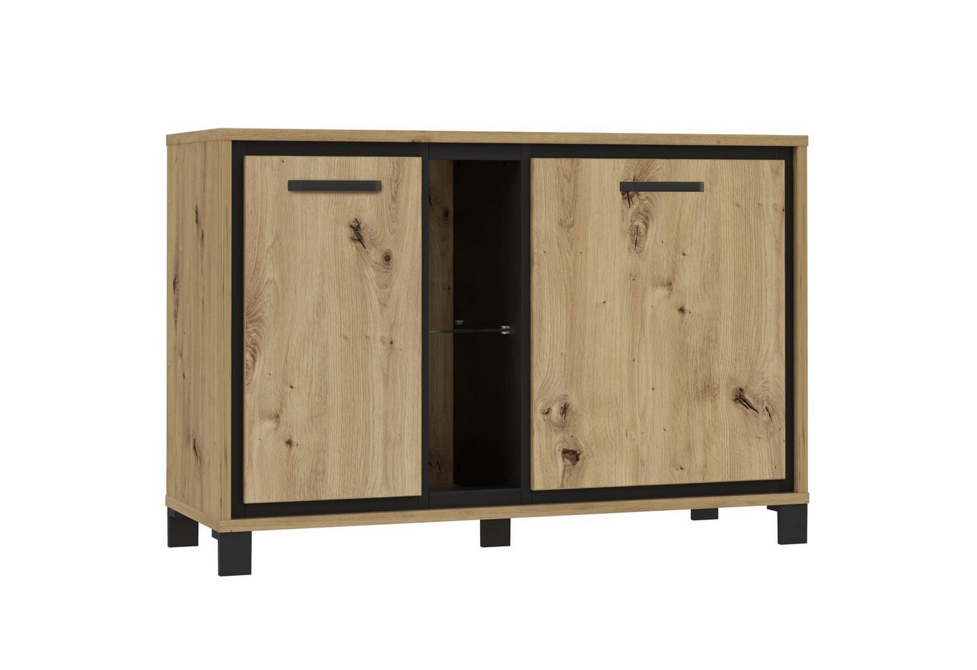 Newroom Kommode Winona, Kommode Artisan Eiche und schwarze Eiche Modern Sideboard Barkommode von Newroom