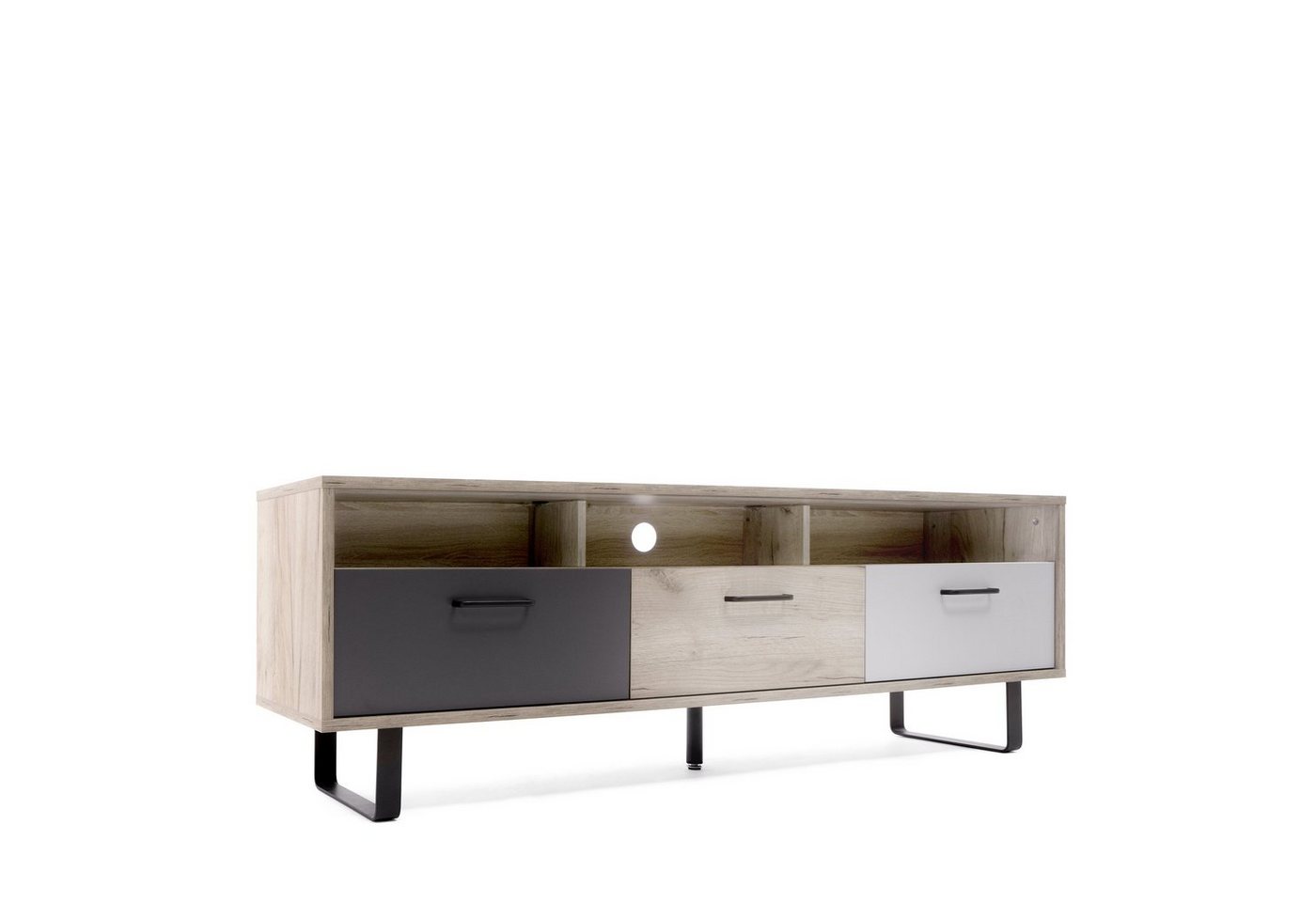Newroom Lowboard Clain, TV Board Eiche Grau Weiß Optik Modern Skandinavisch TV Schrank Newroom Lowboard Clain, TV Board Eiche Grau Weiß Optik Modern Skandinavisch TV Schrank von Newroom
