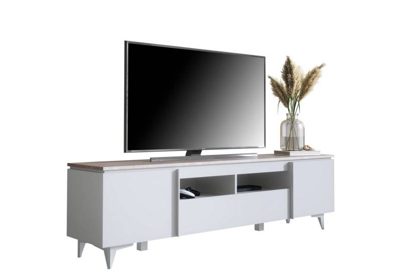 Newroom Lowboard Khora, TV Board Minimalistisch Weiß Modern TV Schrank Fernsehtisch Wohnz... von Newroom
