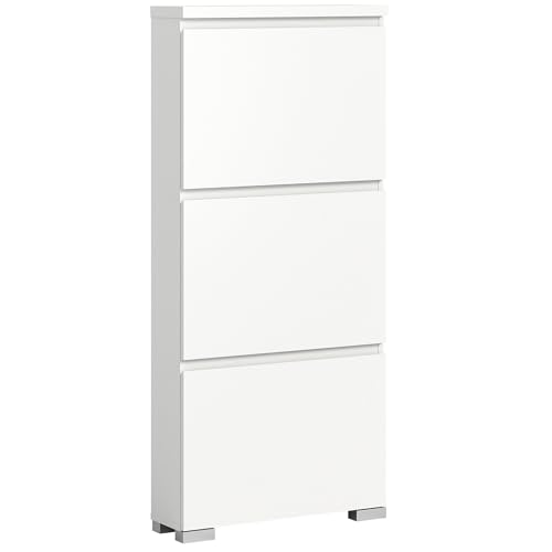 Newroom Schuhschrank Weiß Schuhregal Modern Elegant - 60x130x18 cm (BxHxT) - Schuhkommode - [Guliette.Three] Flur Diele Eingang von Newroom