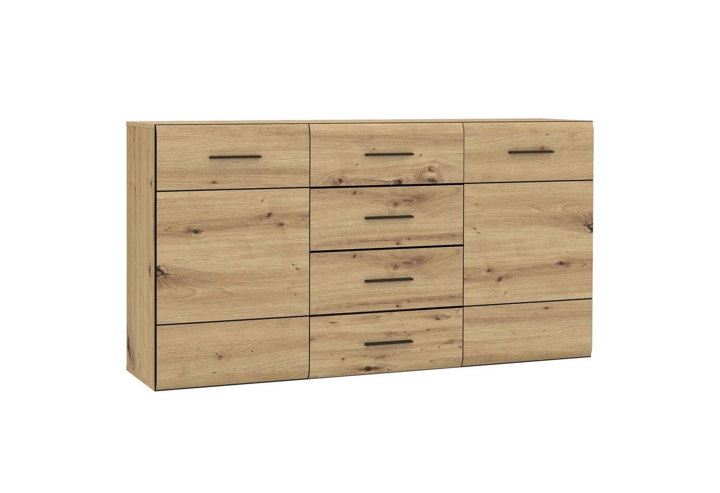 Newroom Sideboard Elma, Sideboard Artisan Eiche und Schwarz Modern Sideboard Highboard von Newroom