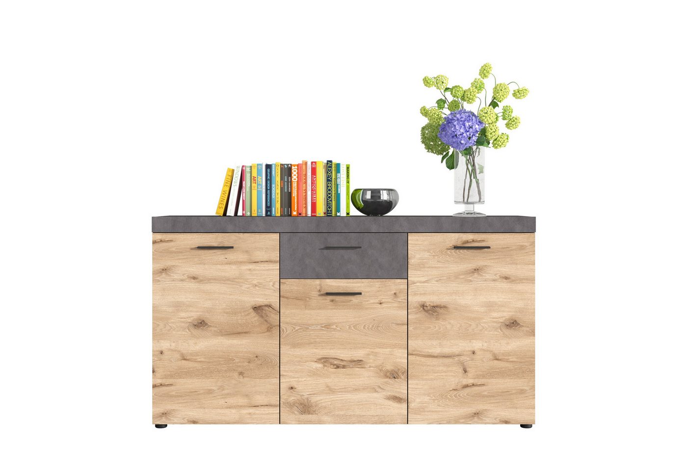 Newroom Sideboard Nala, Sideboard Anthrazit Eiche Modern Kommode Highboard Wohnzimmer von Newroom