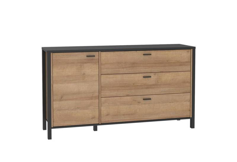 Newroom Sideboard Onate, Sideboard Schwarz und Riviere Eiche Modern Sideboard Highboard von Newroom