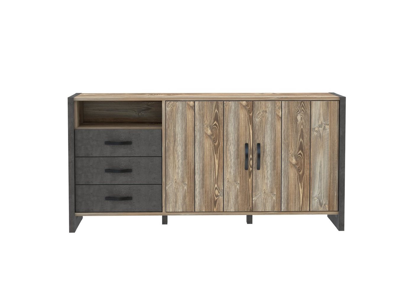 Newroom Sideboard Porter, Sideboard Betonoptik und Picea Kiefer Modern Sideboard Highboard von Newroom