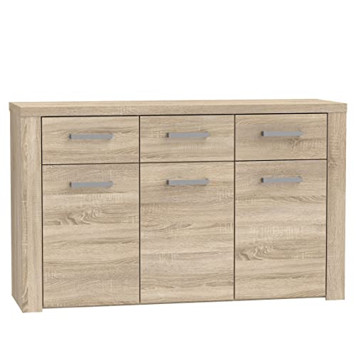 Newroom Sideboard Sonoma Eiche Kommode Modern - 136x83x41,3 cm (BxHxT) - Highboard Anrichte Tisch - [Cosima.Two] Wohnzimmer Wohnstube Büro von Newroom