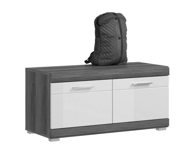 Newroom Sitzbank Bianca, Sitzbank Weiß Hochglanz Rauchsilber Schuhbank Sitzhocker Modern Ze... von Newroom