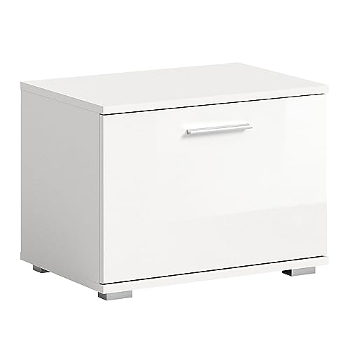 Newroom Sitzbank weiß Hochglanz Sitzcontainer Modern Elegant - 55x40x37 cm (BxHxT) - Sitzhocker Schuhablage Schuhschrank - [Prenix.Seven] Flur Diele von Newroom
