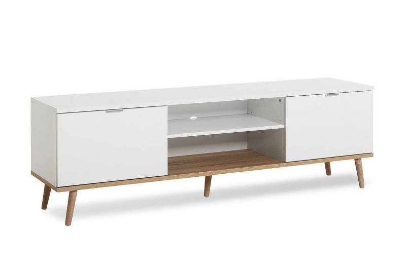 Newroom Lowboard Elia, Weiß TV Schrank Skandinavisch Fernsehtisch TV Board Wohnzimmer von Newroom