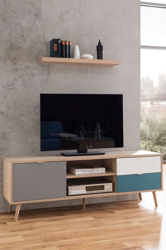 Newroom TV-Board Jona, TV Schrank Sonoma Eiche Modern Fernsehtisch TV Board Skandinavisches Design Wohnzimmer von Newroom