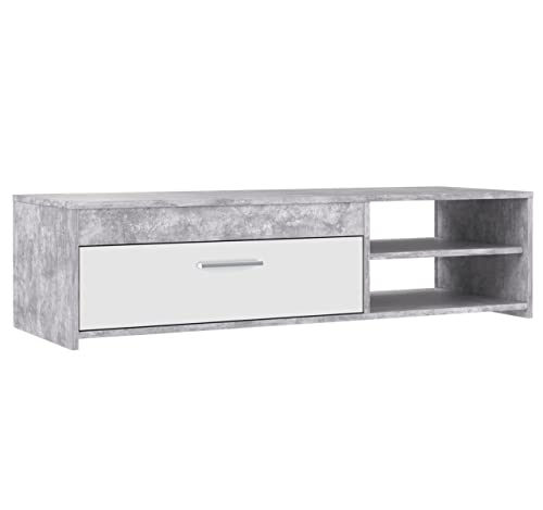 Newroom TV Lowboard Betonoptik Lichtgrau TV Schrank Modern - 120x31,8x42,1 cm (BxHxT) - Fernsehtisch TV Board Rack - [Cynthia.Two] Wohnzimmer Wohnstube Büro von Newroom