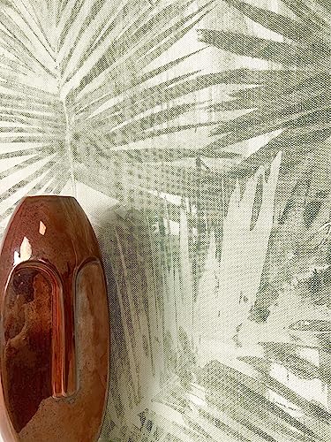 NEWROOM Tapete Grün Vliestapete Dschungel - Mustertapete Modern Creme Palmen Blätter Blumentapete Tropisch Dschungeltapete Regenwald inkl. Tapezier-Ratgeber von Newroom