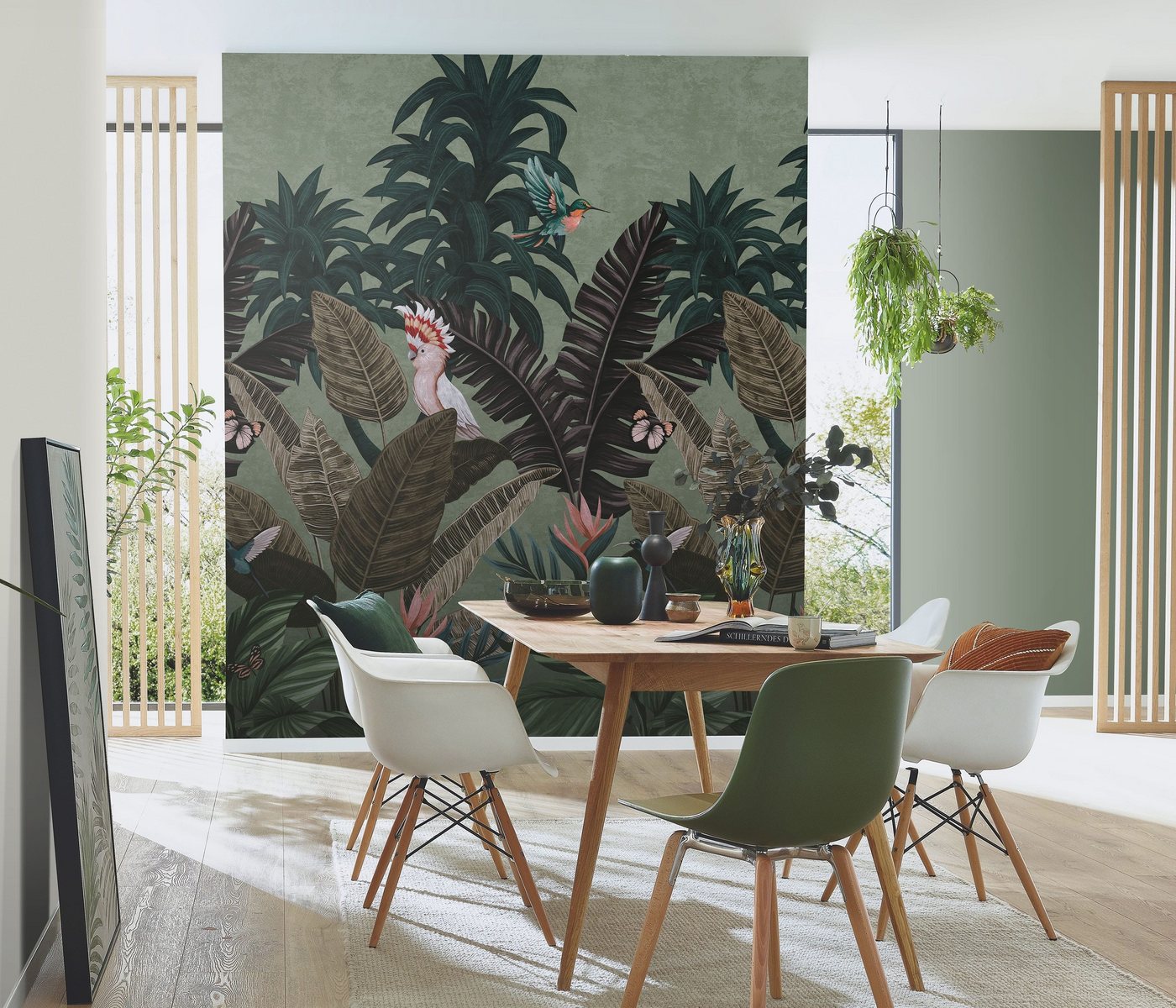 Newroom Vliestapete, [ 1,5 x 2,7 m ] großzügiges Motiv - kein wiederkehrendes Muster - Fototapete Wandbild Dschungel Palmen Blätter Made in Germany von Newroom