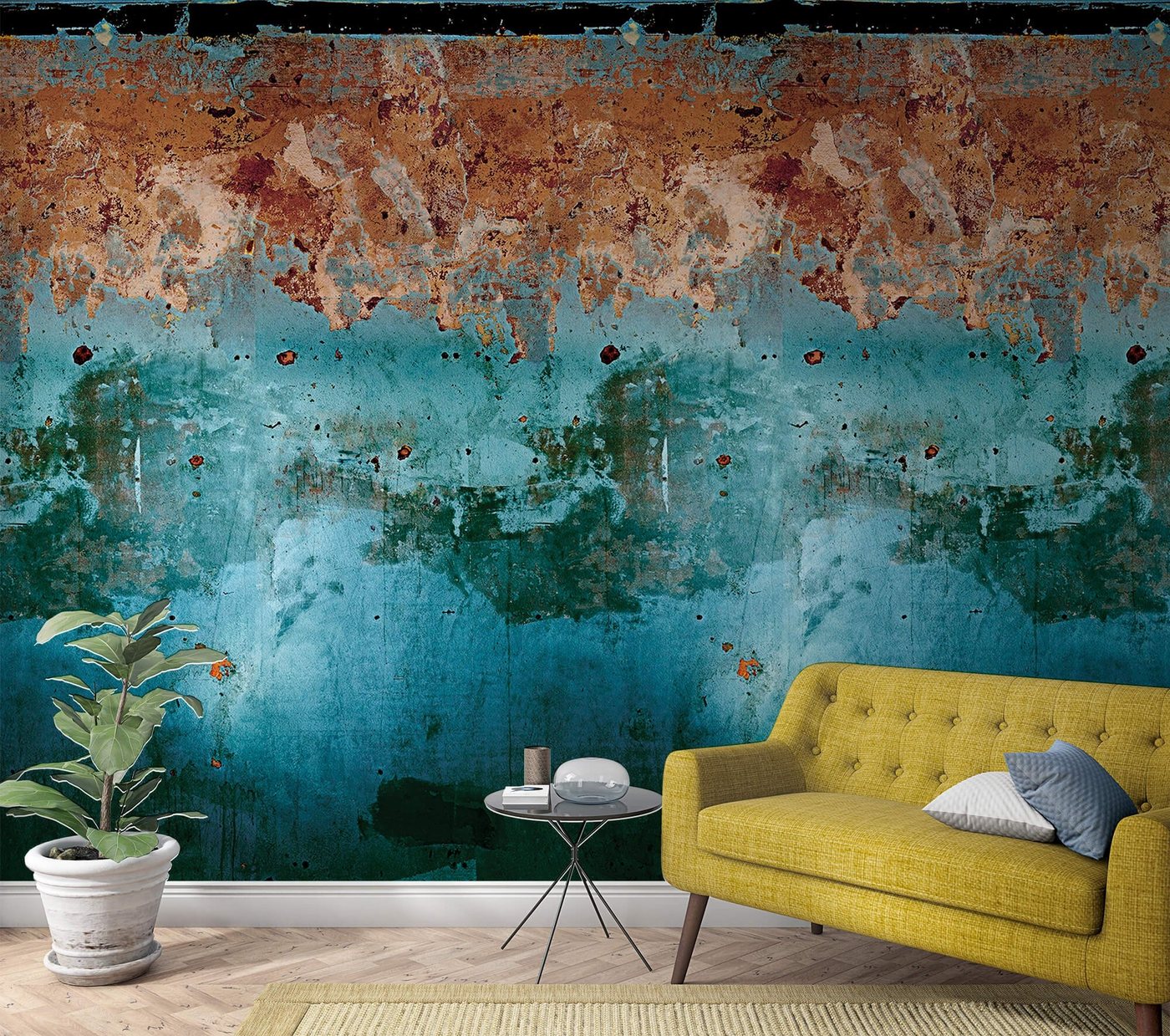 Newroom Vliestapete, [ 2,7 x 1,59m ] großzügiges Motiv - kein wiederkehrendes Muster - nahtlos große Flächen möglich - Fototapete Wandbild Beton Rost Zement Made in Germany von Newroom