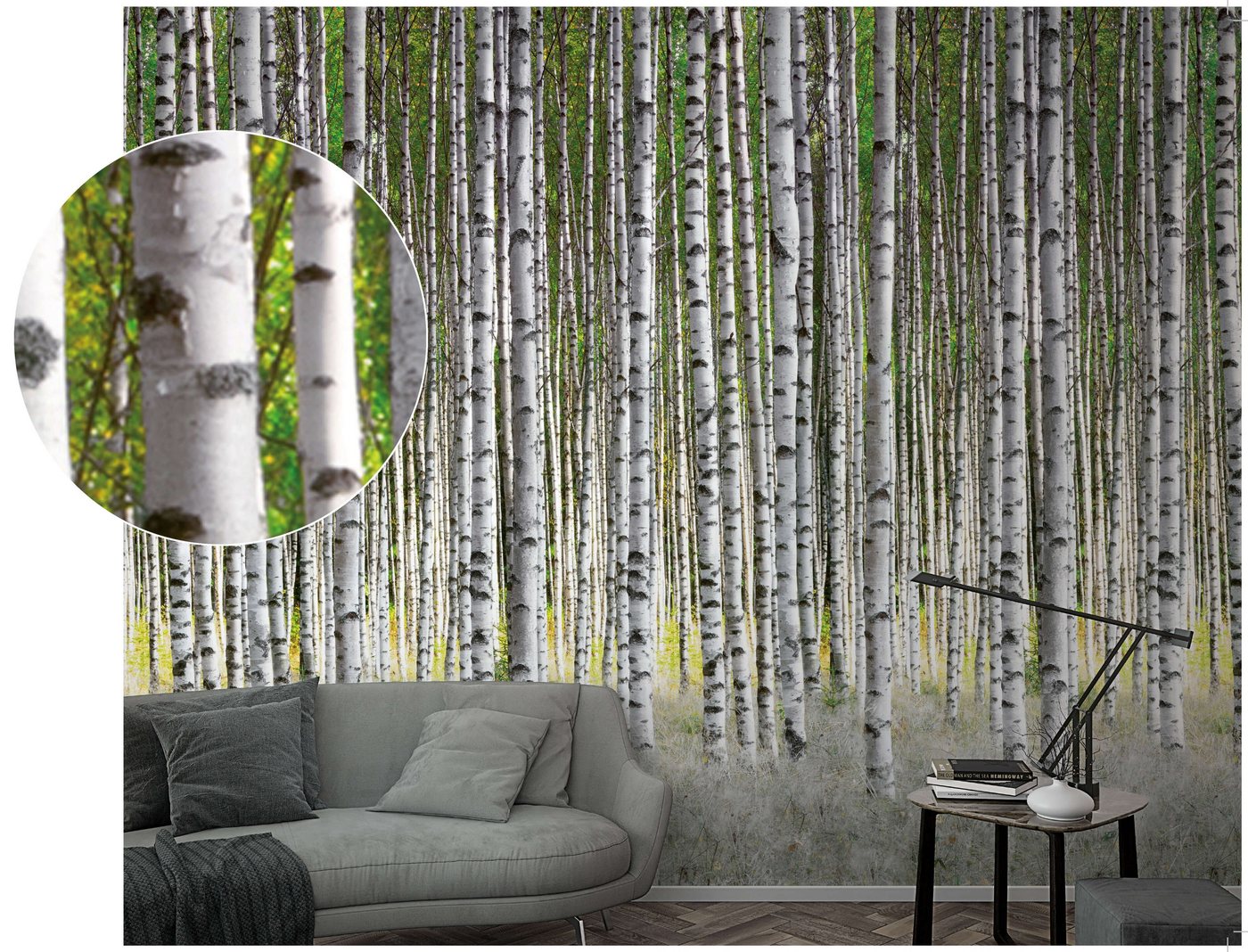 Newroom Vliestapete, [ 2,7 x 1,59m ] großzügiges Motiv - kein wiederkehrendes Muster - nahtlos große Flächen möglich - Fototapete Wandbild Brike Baum Wald Made in Germany von Newroom