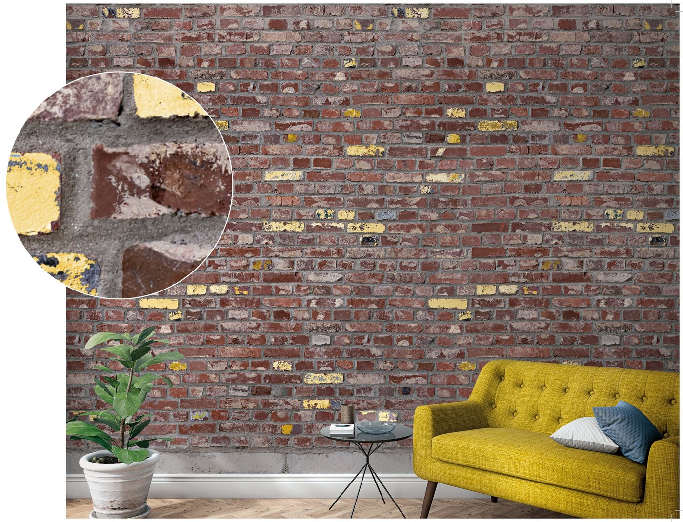Newroom Vliestapete, [ 2,7 x 1,59m ] großzügiges Motiv - kein wiederkehrendes Muster - nahtlos große Flächen möglich - Fototapete Wandbild Stein Ziegel Klinker Made in Germany von Newroom