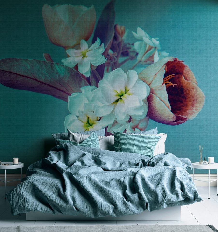 Newroom Vliestapete, [ 2,8 x 3,71 m ] großzügiges Motiv - kein wiederkehrendes Muster - nahtlos große Flächen möglich - Fototapete Wandbild Blumen Blüten Floral Made in Germany von Newroom