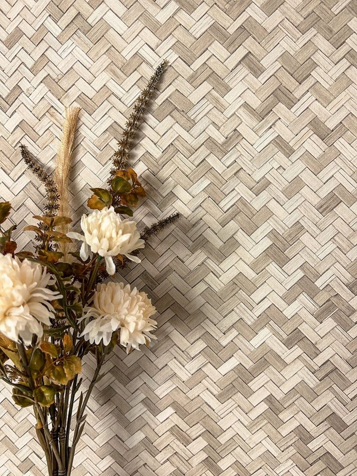 Newroom Vliestapete, Beige Tapete Boho Rattan - Flechtmuster Unitapete Natur Braun Uni Modern Fischgrätenmuster Korbgefelcht für Büro Diele/Flur Schlafen, Strukturtapete, Flechtmuster Newroom Vliestapete, Beige Tapete Boho Rattan - Flechtmuster Unitapete Natur Braun Uni Modern Fischgrätenmuster Korbgefelcht für Büro Diele/Flur Schlafen, Strukturtapete, Flechtmuster von Newroom