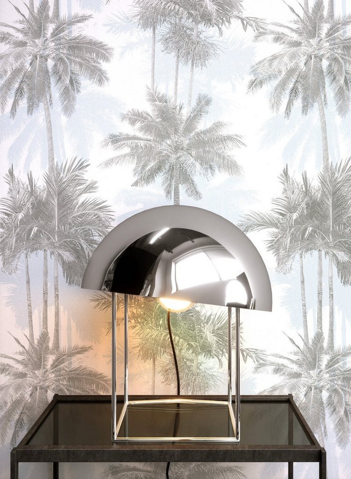 Newroom Vliestapete, Blau Tapete Tropisch Palmen - Dschungeltapete Weiß Grau Floral Modern Dschungel für Wohnzimmer Schlafzimmer Küche von Newroom