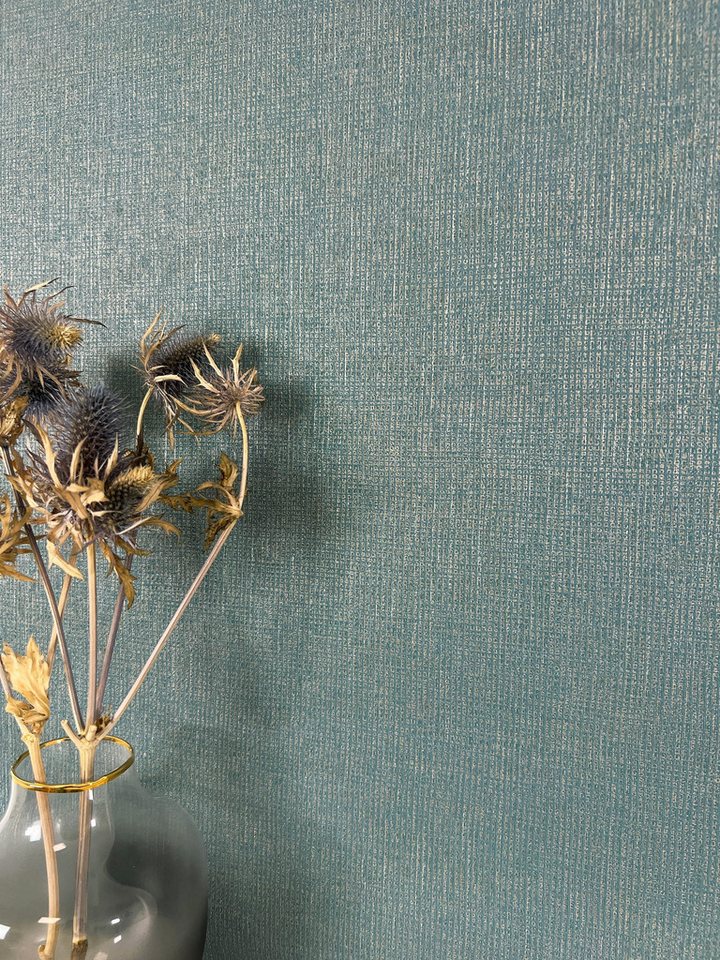 Newroom Vliestapete, Blau Tapete Uni Einfarbig - Unitapete Betontapete Modern Industrial Beton-Optik Struktur für Wohnzimmer Schlafzimmer Küche, Unitapete, Glanztapete von Newroom