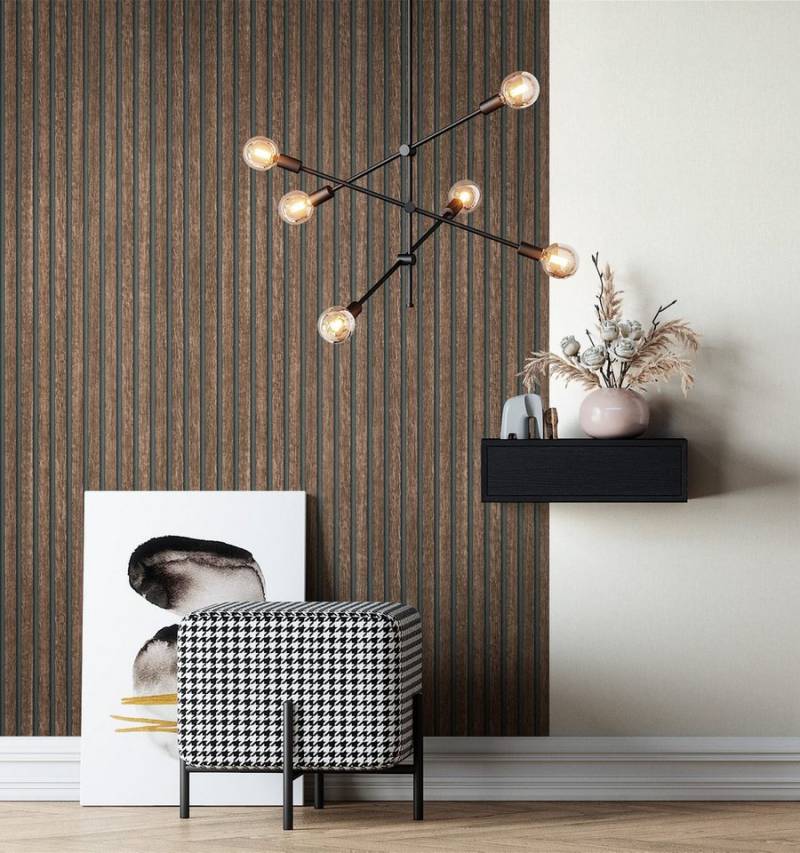 Newroom Vliestapete, Braun Tapete Skandi Holz - Holztapete Holzwand Modern Paneele Lamellen für Wohnzimmer Schlafzimmer Flur von Newroom