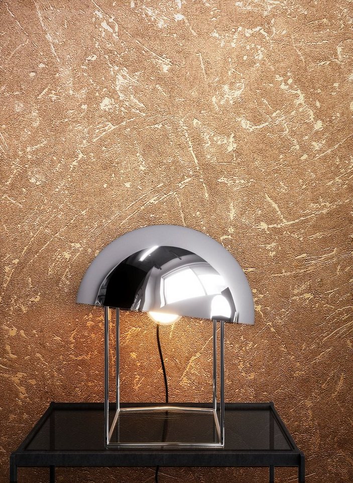 Newroom Vliestapete, Braun Tapete Uni Leicht Glänzend - Beton Gold Betontapete Betonoptik Putzoptik Modern Industrial für Wohnzimmer Schlafzimmer Küche von Newroom
