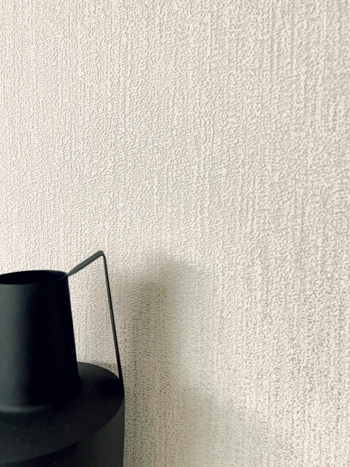 Newroom Vliestapete, Creme Tapete Modern Unifarbe - Universal Einfarbig Weiß Uni Glamour Struktur Glanz für Wohnzimmer Schlafzimmer Küche von Newroom