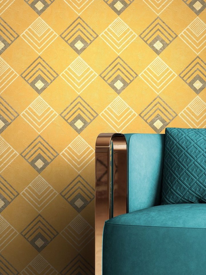 Newroom Vliestapete, Gelb Tapete Geometrisch Rauten - Grafiktapete Mustertapete Creme Grau Grafisch Modern Grafik Muster für Wohnzimmer Schlafzimmer Küche Newroom Vliestapete, Gelb Tapete Geometrisch Rauten - Grafiktapete Mustertapete Creme Grau Grafisch Modern Grafik Muster für Wohnzimmer Schlafzimmer Küche von Newroom