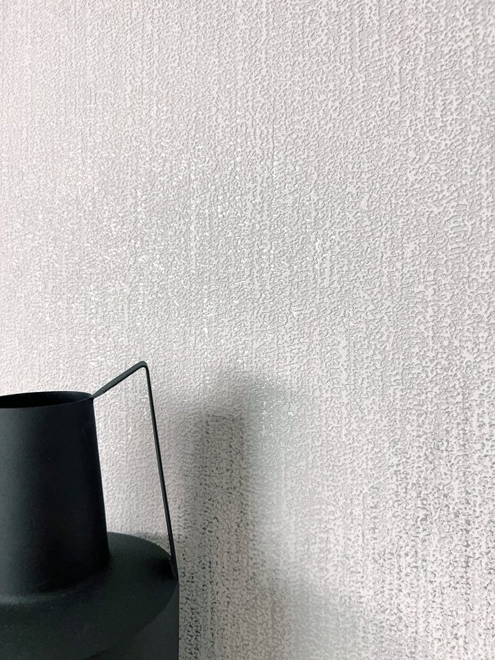Newroom Vliestapete, Grau Tapete Modern Unifarbe - Universal Einfarbig Silber Uni Glamour Struktur Glanz für Wohnzimmer Schlafzimmer Küche von Newroom