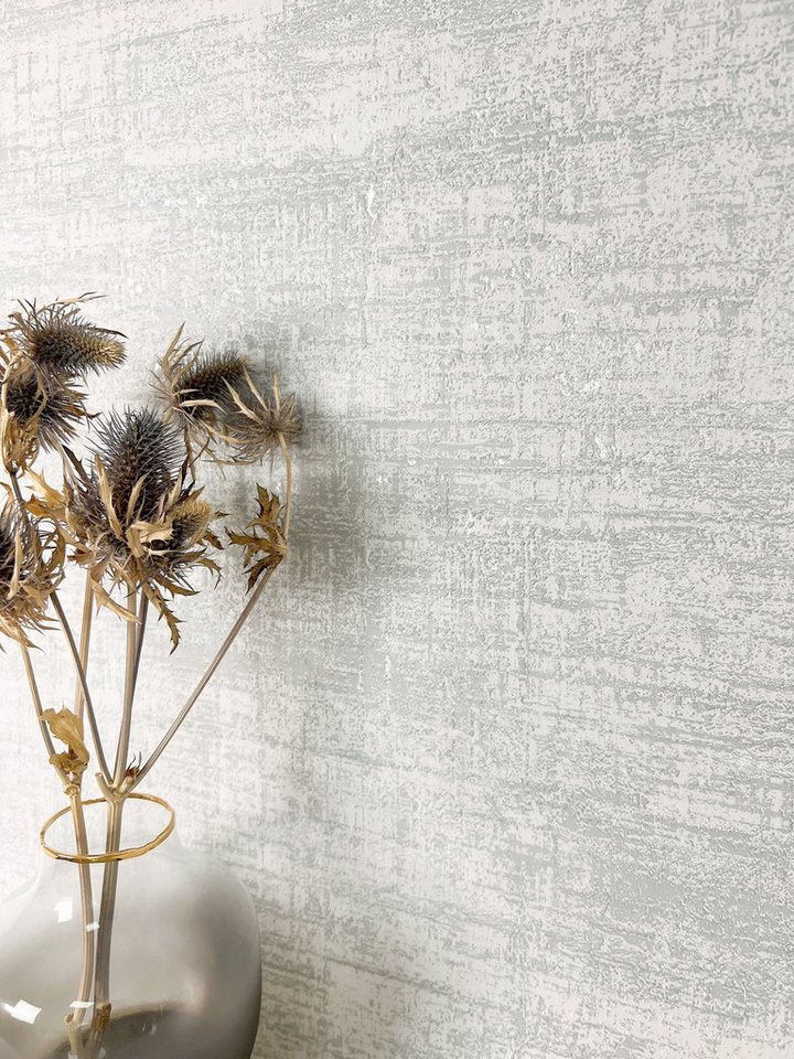 Newroom Vliestapete, Grau Tapete Modern Used-Look - Mustertapete Loft Tapete Silber Industrial Beton Metallic für Schlafzimmer Wohnzimmer Küche, Mustertapete, Loft Tapete von Newroom