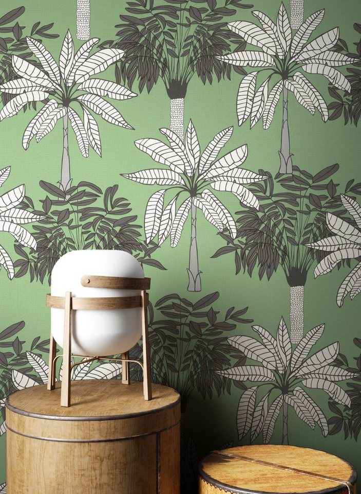 Newroom Vliestapete, Grün Tapete Modern Dschungel - Mustertapete Dschungeltapete Weiß Schwarz Floral Tropisch Palmen Bananenblatt für Wohnzimmer Schlafzimmer Küche von Newroom