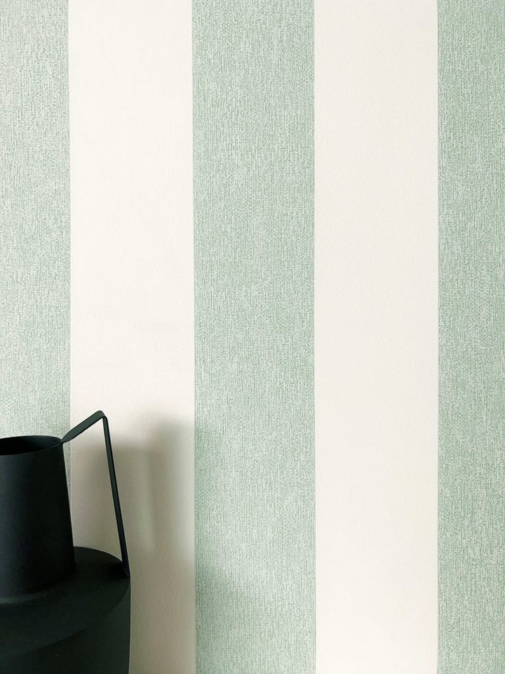 Newroom Vliestapete, Grün Tapete Modern Streifen - Streifentapete Streifen Weiß Landhaus Linien für Wohnzimmer Schlafzimmer Küche von Newroom