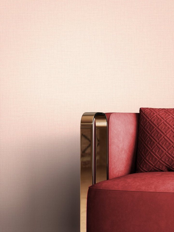 Newroom Vliestapete, Rosa Tapete Uni Einfarbig - Unitapete Modern Klassik Textil Struktur für Wohnzimmer Schlafzimmer Flur von Newroom