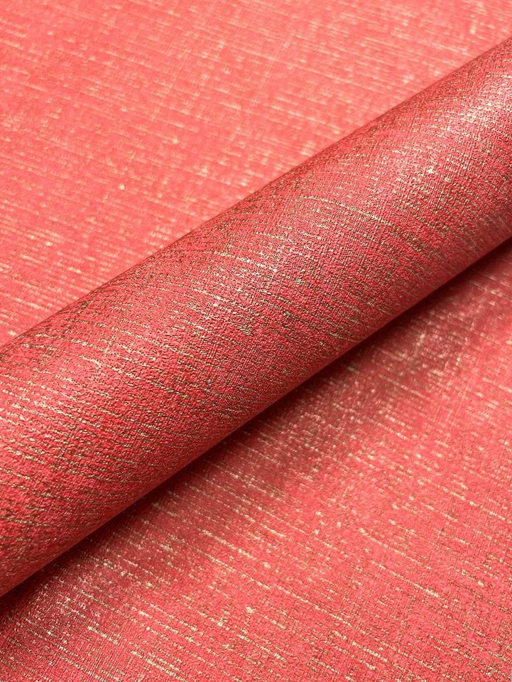 Newroom Vliestapete, Rot Tapete Uni Leicht Glänzend - Unitapete Gold Modern Klassik Einfarbig Textil für Wohnzimmer Schlafzimmer Flur von Newroom