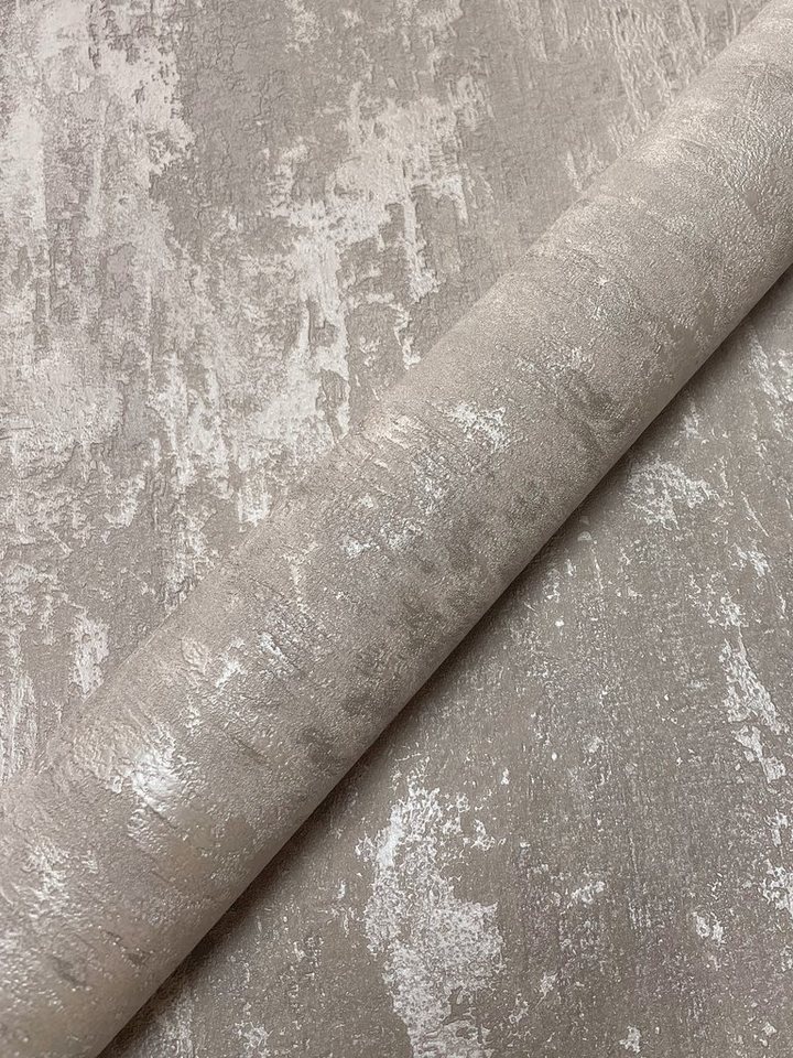 Newroom Vliestapete, Tapete Taupe Glitzer, Silber Tapete Wohnzimmer Flur Wallpaper Glanz von Newroom