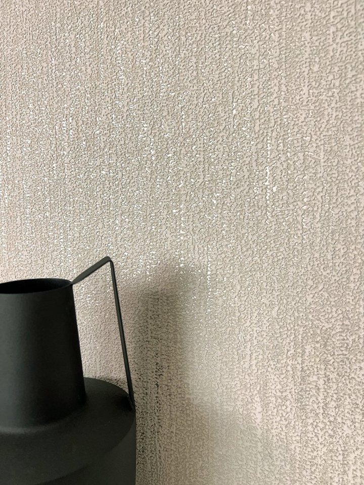 Newroom Vliestapete, Taupe Tapete Modern Unifarbe - Universal Einfarbig Beige Silber Uni Glamour Struktur Glanz für Wohnzimmer Schlafzimmer Küche von Newroom