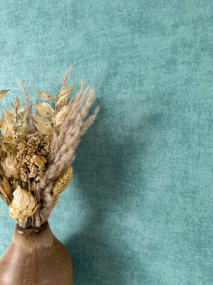 Newroom Vliestapete, Türkis Tapete Modern Beton - Betonoptik Betonwand Blau Industrial Uni Zement für Wohnzimmer Schlafzimmer Küche, Betonoptik, Betonwand von Newroom