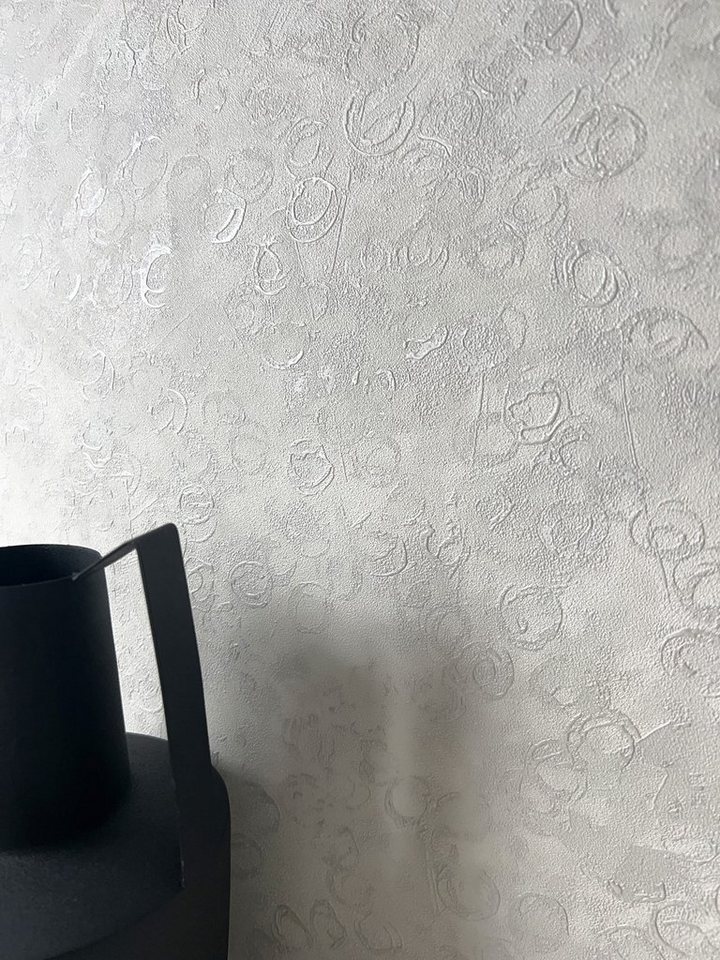 Newroom Vliestapete, Weiß Tapete Modern Kreise - Kreistapete Punkttapete Hellgrau Grau 3D Optik Industrial Punkte Dots für Wohnzimmer Schlafzimmer Küche von Newroom