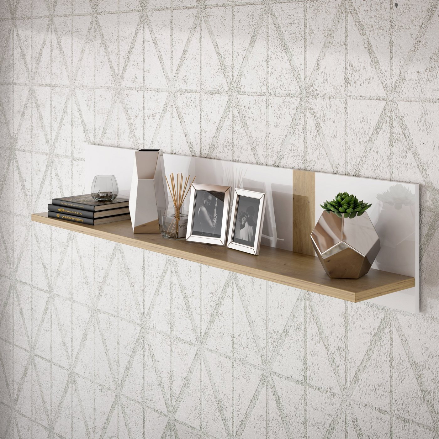 Newroom Wandboard Mazin, Wandboard Weiß Hochglanz Modern Wandregal Bücherregal Wohnzimmer von Newroom