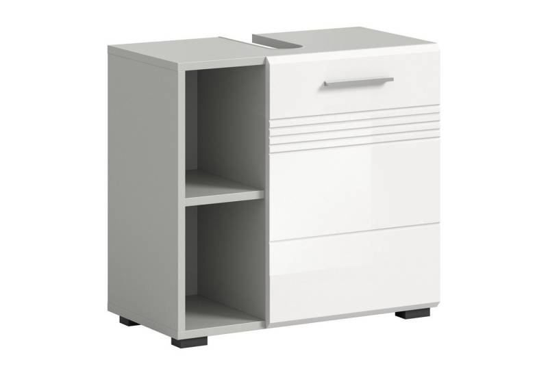 Newroom Waschbeckenunterschrank Dave Waschbeckenunterschrank Weiß Hochglanz Hellgrau Waschtischuntersch... von Newroom