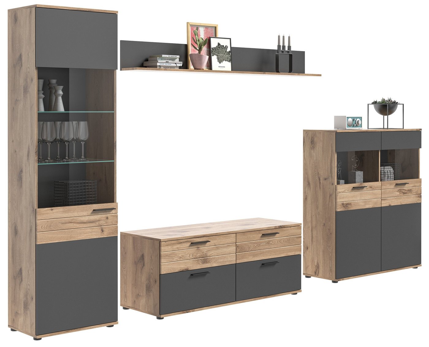 Newroom Wohnwand Lupus, Wohnwand Basalt Grau Eiche Schrankwand Anbauwand Industrial Modern ... Newroom Wohnwand Lupus, Wohnwand Basalt Grau Eiche Schrankwand Anbauwand Industrial Modern ... von Newroom