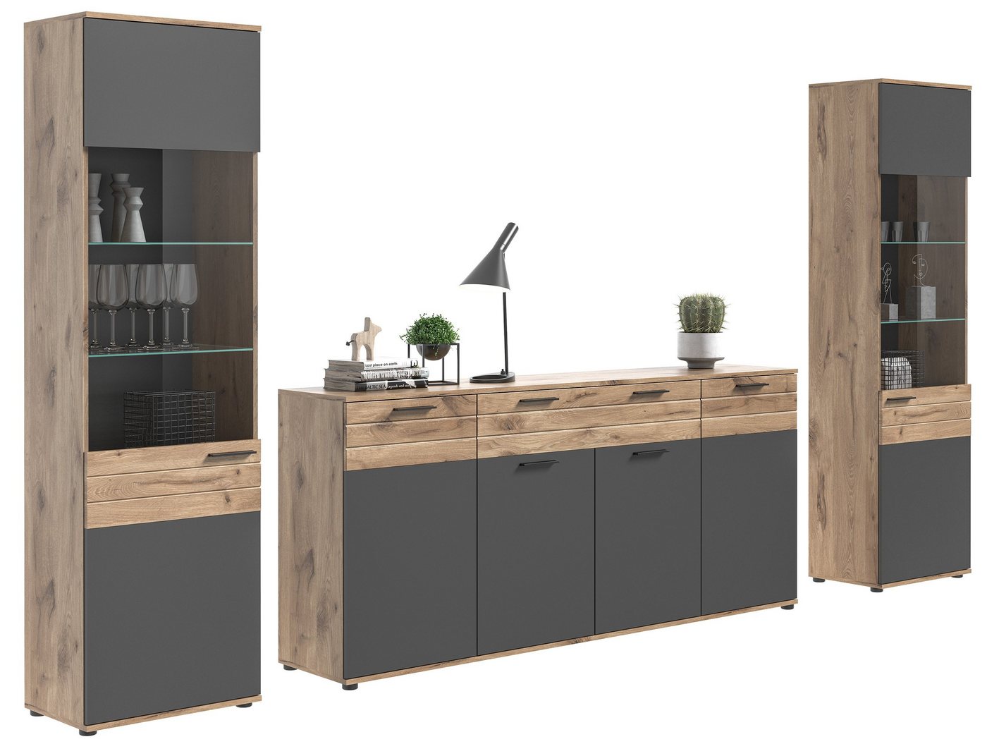 Newroom Wohnwand Lupus, Wohnwand Basalt Grau Eiche Schrankwand Anbauwand Industrial Modern ... Newroom Wohnwand Lupus, Wohnwand Basalt Grau Eiche Schrankwand Anbauwand Industrial Modern ... von Newroom