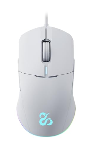 NEWSKILL Chiron Professionelle Gaming-Maus, beidhändig, kabelgebunden, 8 programmierbare Tasten, Huano-Schalter, RGB-LED-Licht, kompatibel mit Windows, Linux und MacOS, Weiß von Newskill