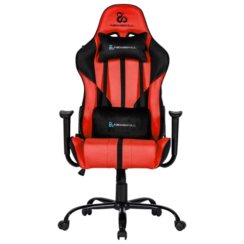 Newskill Horus Zephyr Gaming-Stuhl mit ergonomischem Design, aus Stoff, um 180 Grad neigbar, erhältlich in 9 verschiedenen Farben, Rot von Newskill