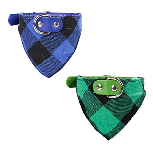 Newtensina 2 Stücke Plaid Hund Bandana Niedlich Hündchen Neckerchief Einstellbar Hündchen Halsband Schal für Kleine Hunde - BlauGrün1 - L Newtensina 2 Stücke Plaid Hund Bandana Niedlich Hündchen Neckerchief Einstellbar Hündchen Halsband Schal für Kleine Hunde - BlauGrün1 - L von Newtensina