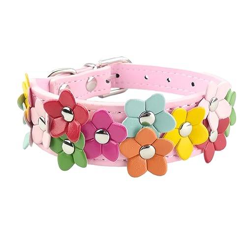 Newtensina Bunte Blume Hundehalsband - Rosa - S von Newtensina