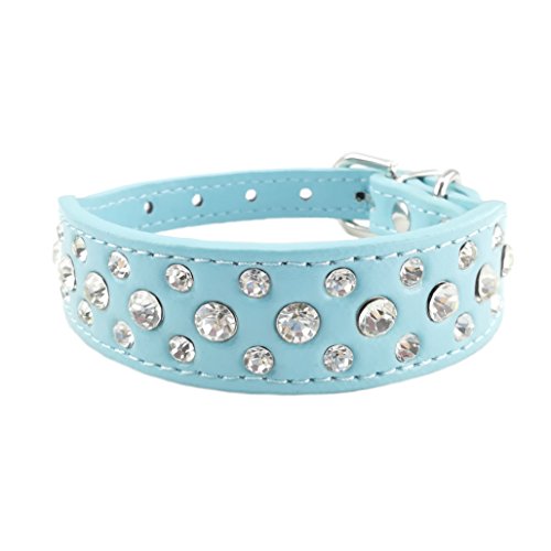 Newtensina Haustier Kragen Bling Welpen Halsband Niedlicher Hundehalsband mit Diamante für Mädchen - Blue - S von Newtensina